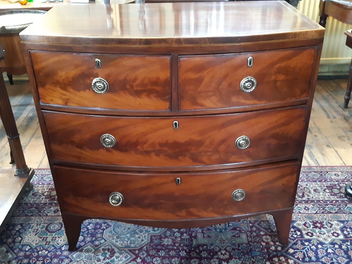 George IV mahogany bow front chest of drawers